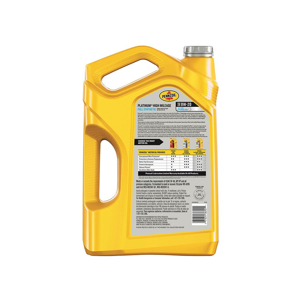Pennzoil Platinum High Mileage Synthetic Motor Oil - Image 2