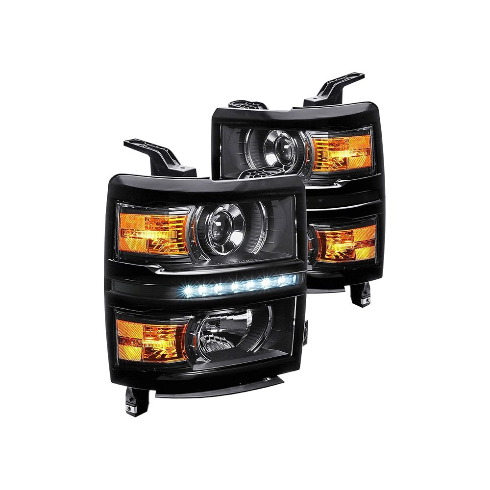 LED DRL Black Projector Headlight+Tool Kit - Image 2