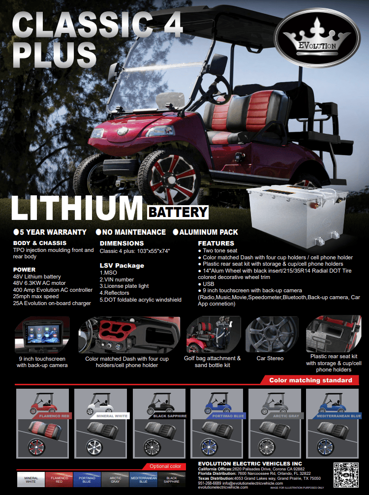Red Evolution Classic 4 Plus - For Sale at Woody's Golf Carts - Image 3