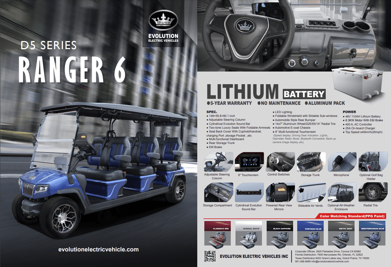 Arctic Gray Evolution D5 Ranger 6 - For Sale at Woody's Golf Carts - Image 2